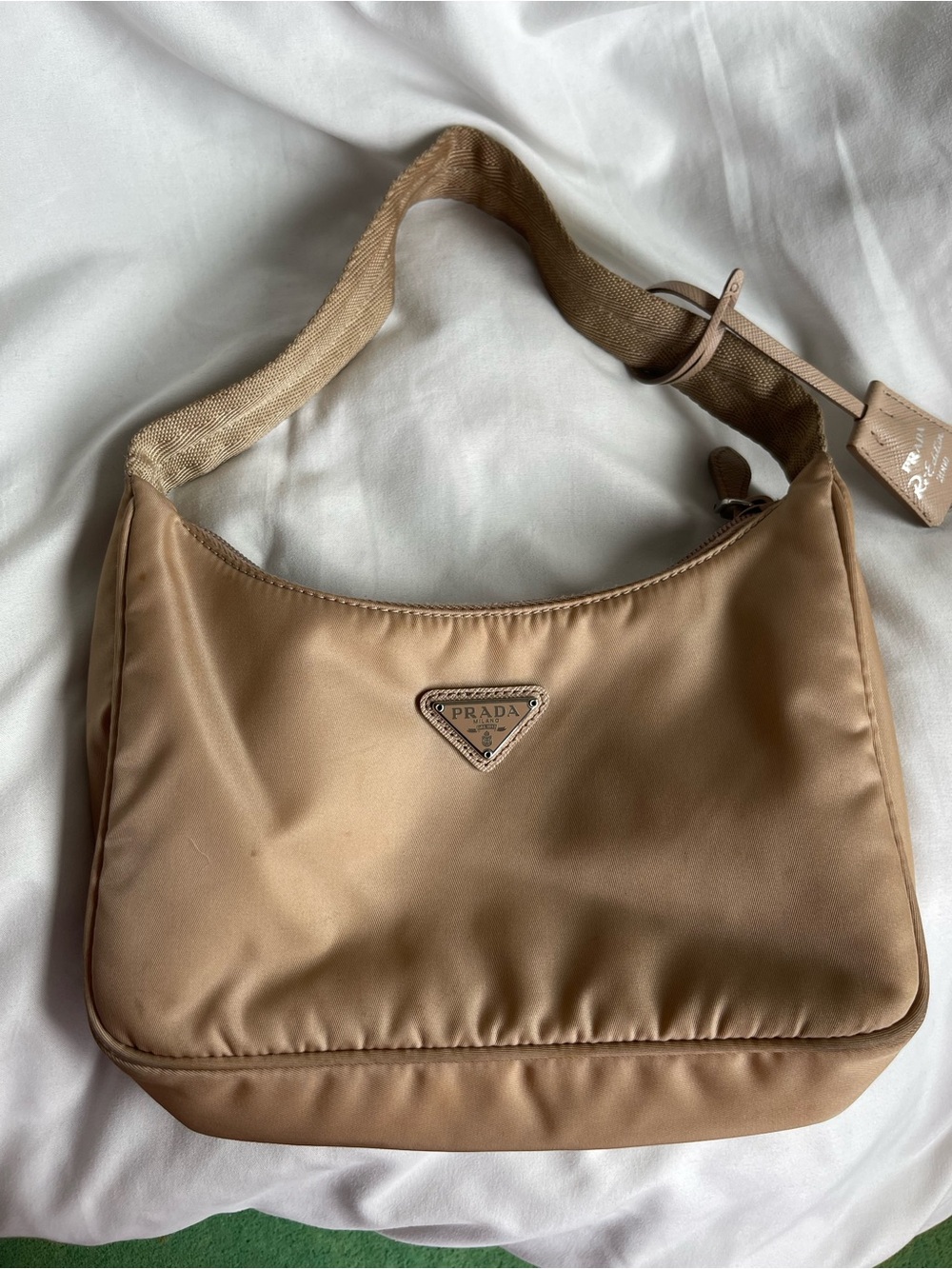 Prada Tan Nylon Shoulder Bag